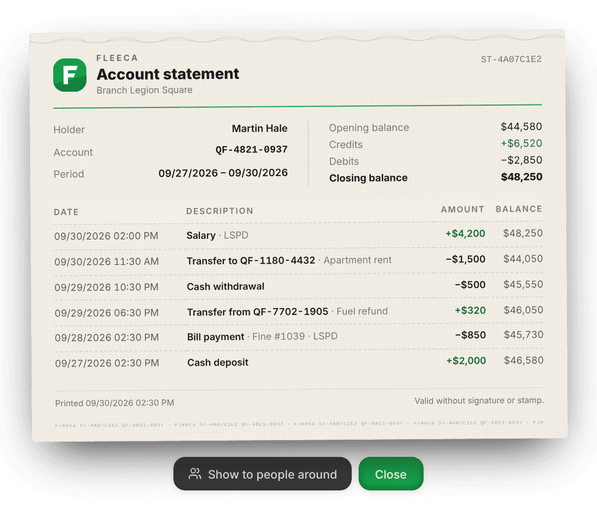 Account Statement