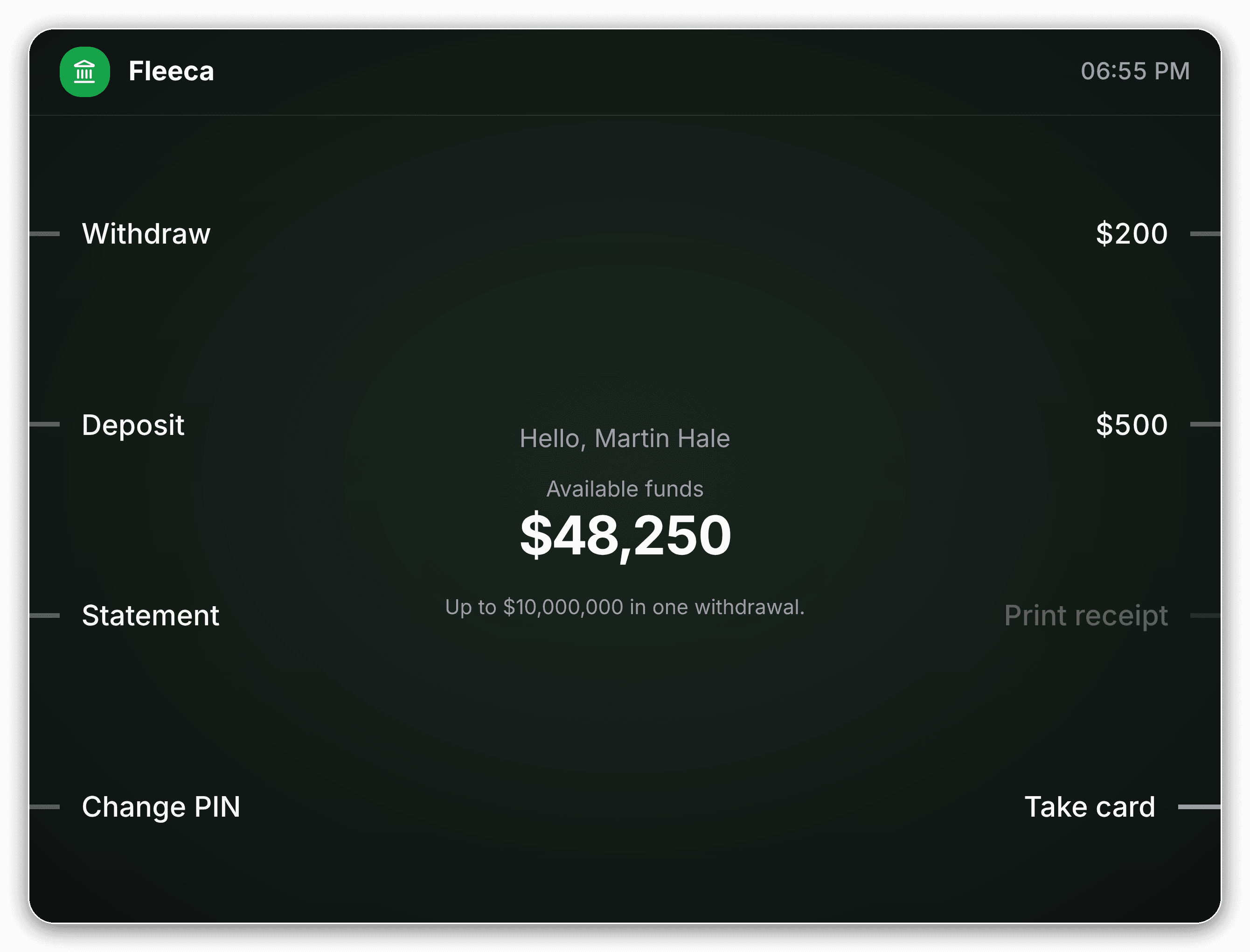 ATM on the Machine's Screen